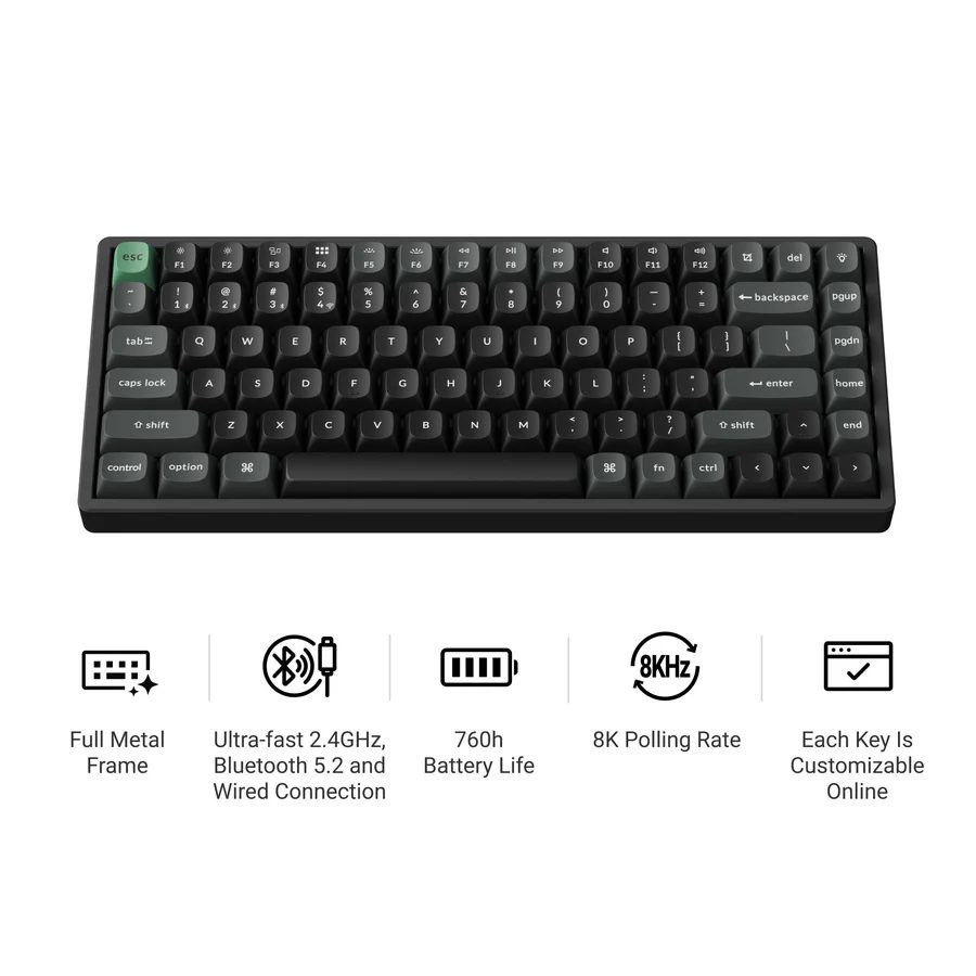 Keychron K2 Ultra (K2U-J1) ZMK Wireless 8K Mechanical Keyboard Red Switch (Hot-Swap) 75% Us Layout