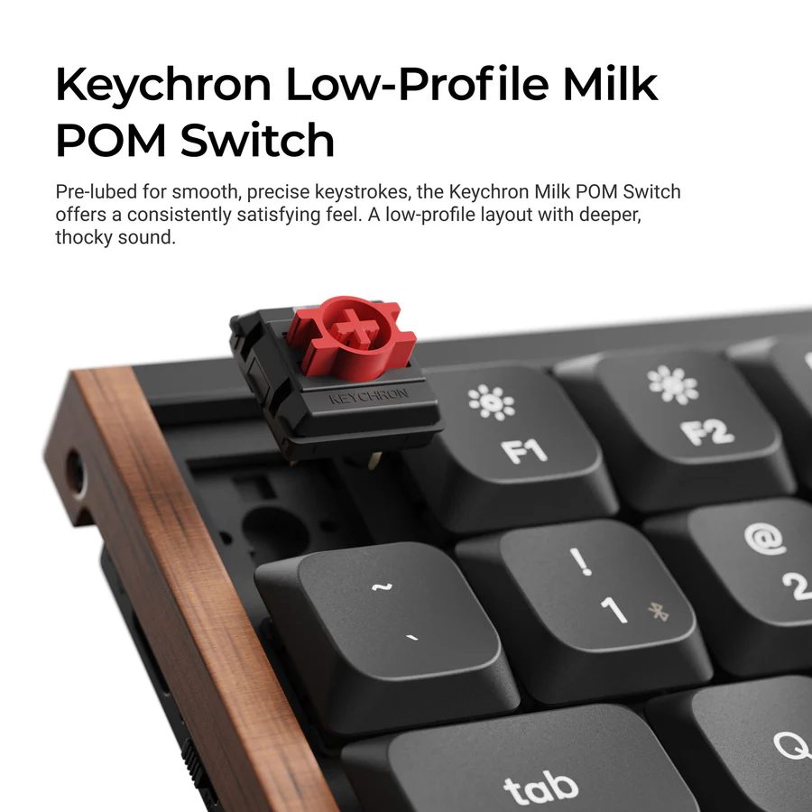 Keychron K3 Ultra (K3U-H1) QMK 8K Wireless Mechanical Keyboard Red Switch Low Profile Wood Frame 75%