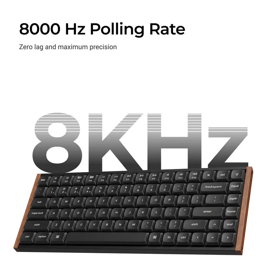 Keychron K3 Ultra (K3U-H1) QMK 8K Wireless Mechanical Keyboard Red Switch Low Profile Wood Frame 75%