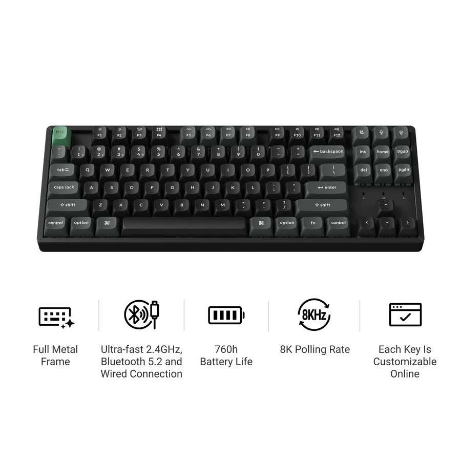 Keychron K8 Ultra (K8U-J1) ZMK Wireless 8K Mechanical Keyboard Red Switch (Hot-Swap) 80% Us Layout