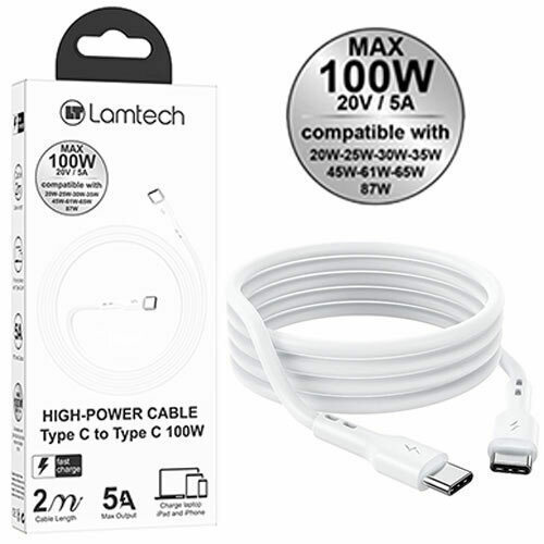 Lamtech Cable TYPE C TO TYPE C  100W Fast Charge 2M (LAM023664)