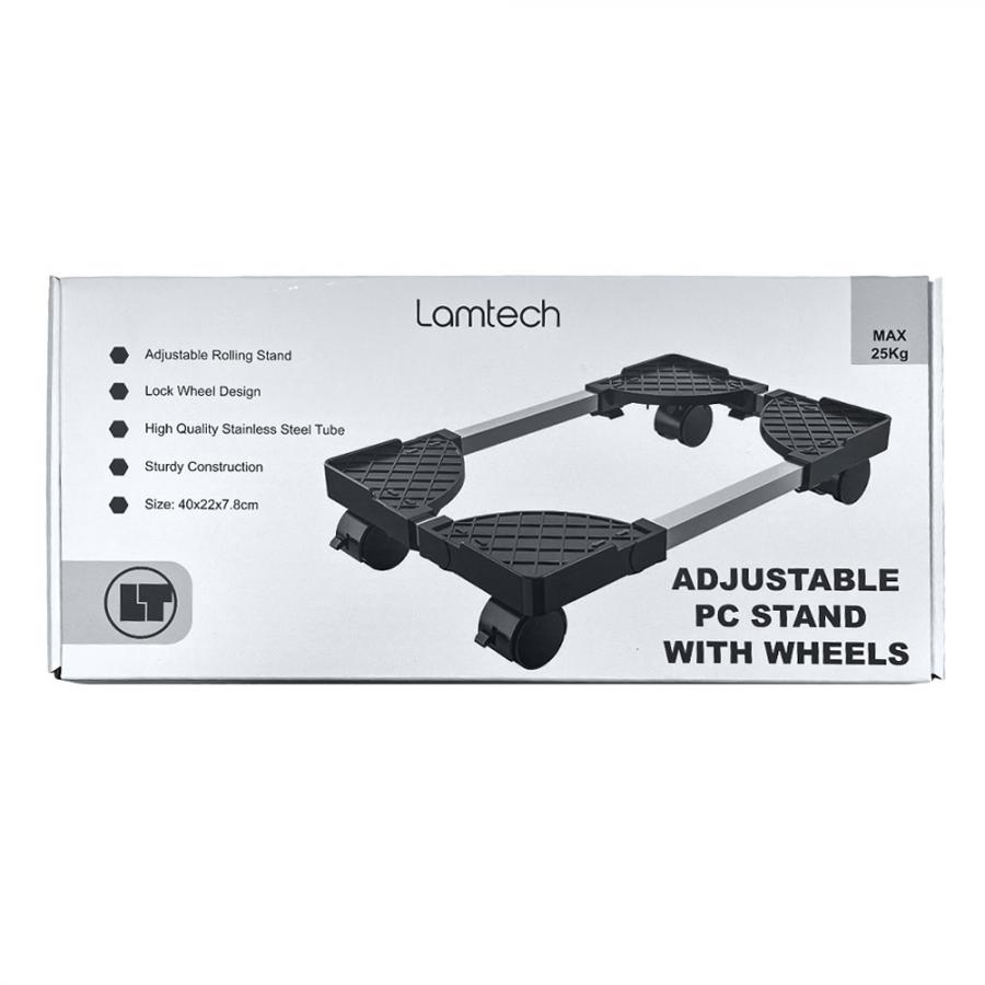 LAMTECH ADJUSTABLE PC STAND WITH WHEELS MAX 25KG BLACK/SILVER