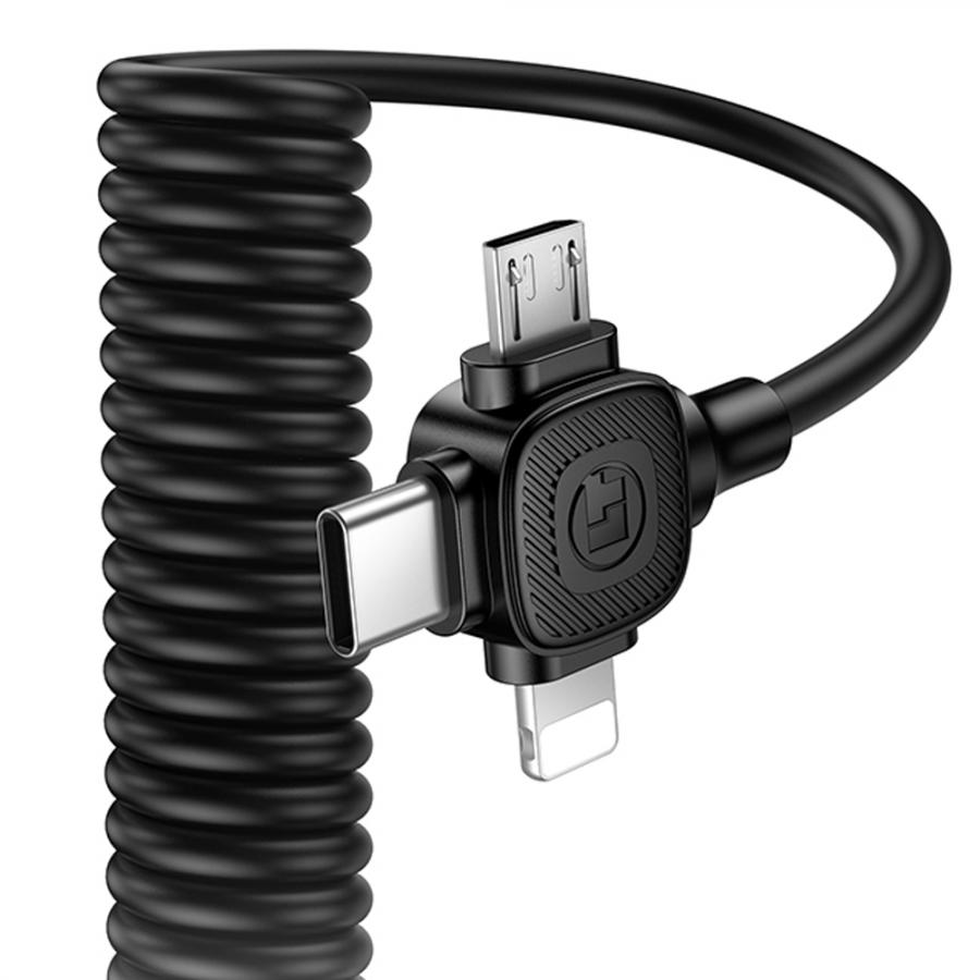 LAMTECH 6-IN-1 CHARGING CABLE TYPE-C/USB TO TYPE-C/LIGHTNING-MICRO-USB 3A 1.5M BLACK