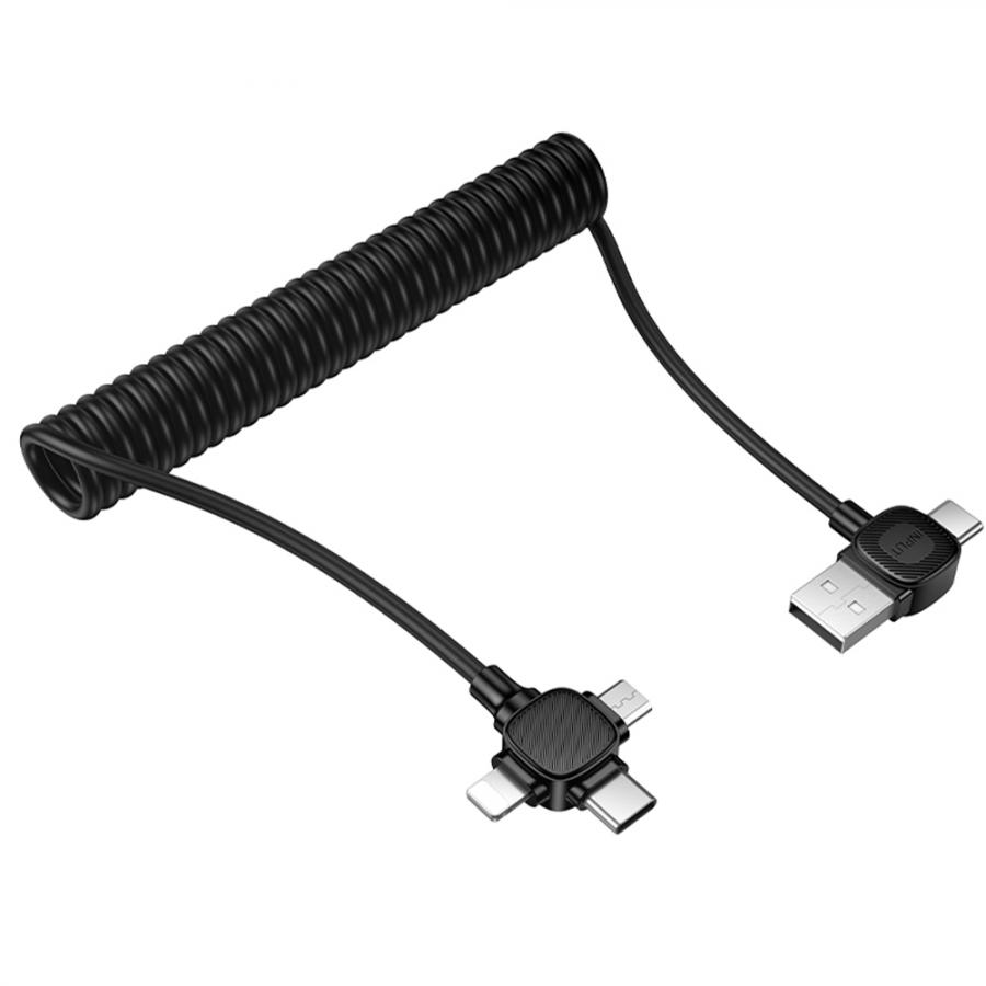 LAMTECH 6-IN-1 CHARGING CABLE TYPE-C/USB TO TYPE-C/LIGHTNING-MICRO-USB 3A 1.5M BLACK