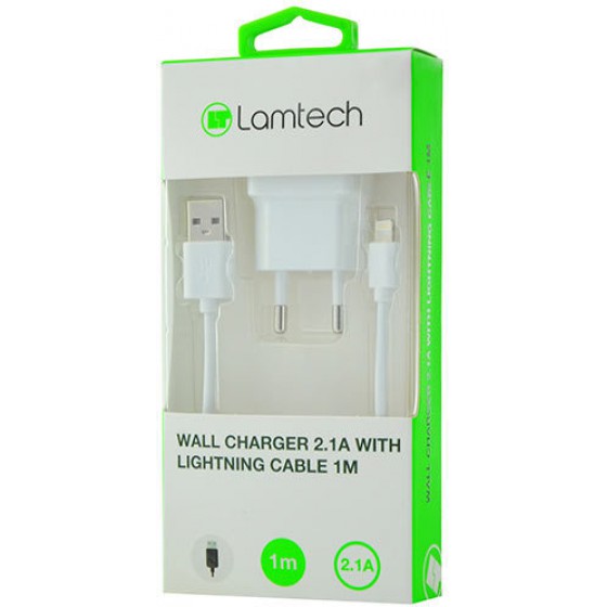-- Lamtech Charger 2.1A with Lightning Cable 1m - (LAM020182) --