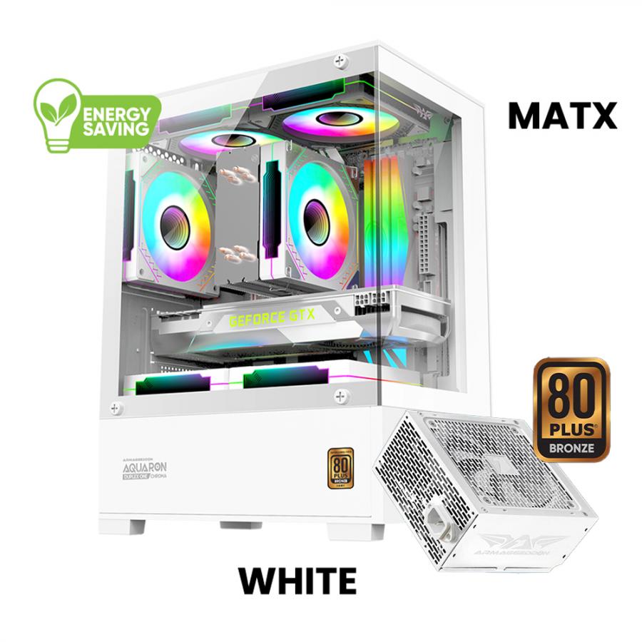 ARMAGGEDDON PC CASE WITH PSU AQIARON NEMO WHITE