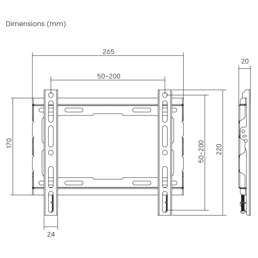 SBOX WALL MOUNT 23'-43' VESA 200x200 MAX
