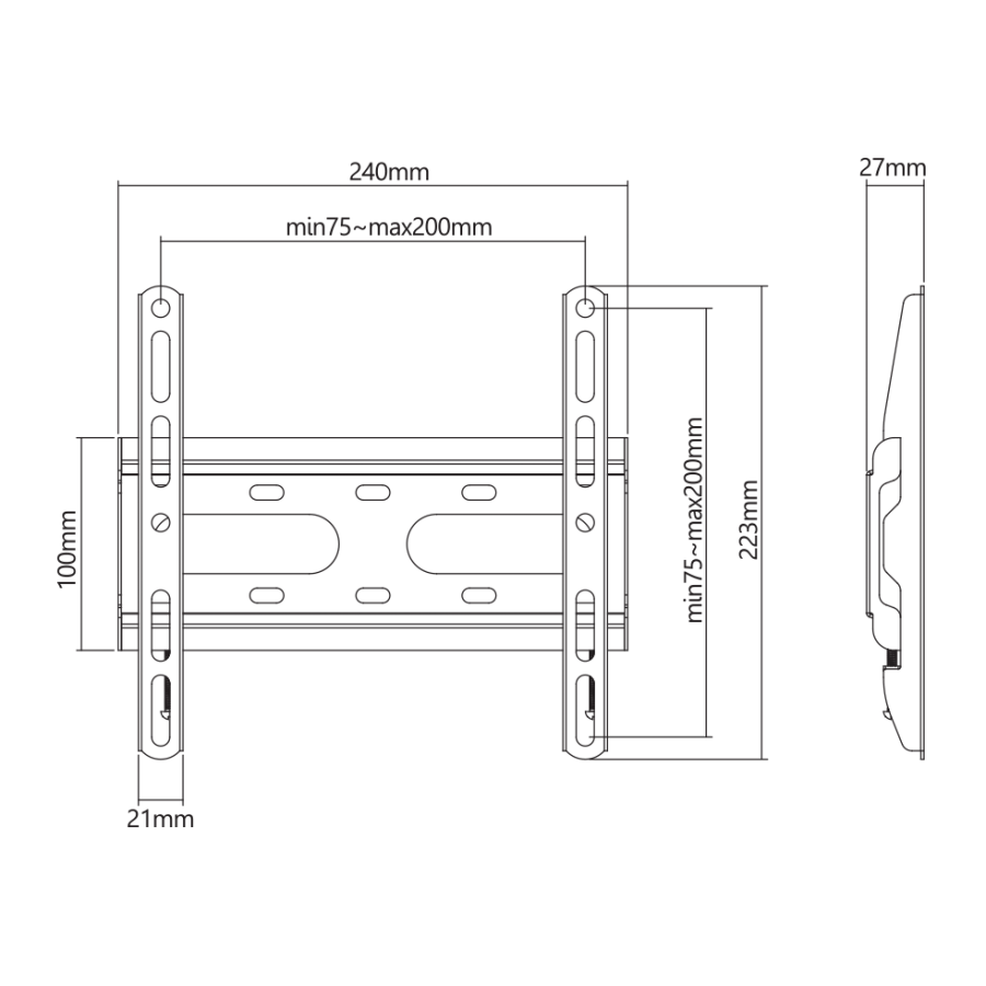 SBOX WALL MOUNT  23' - 43' / 58 cm - 109 cm VESA 200x200 MAX