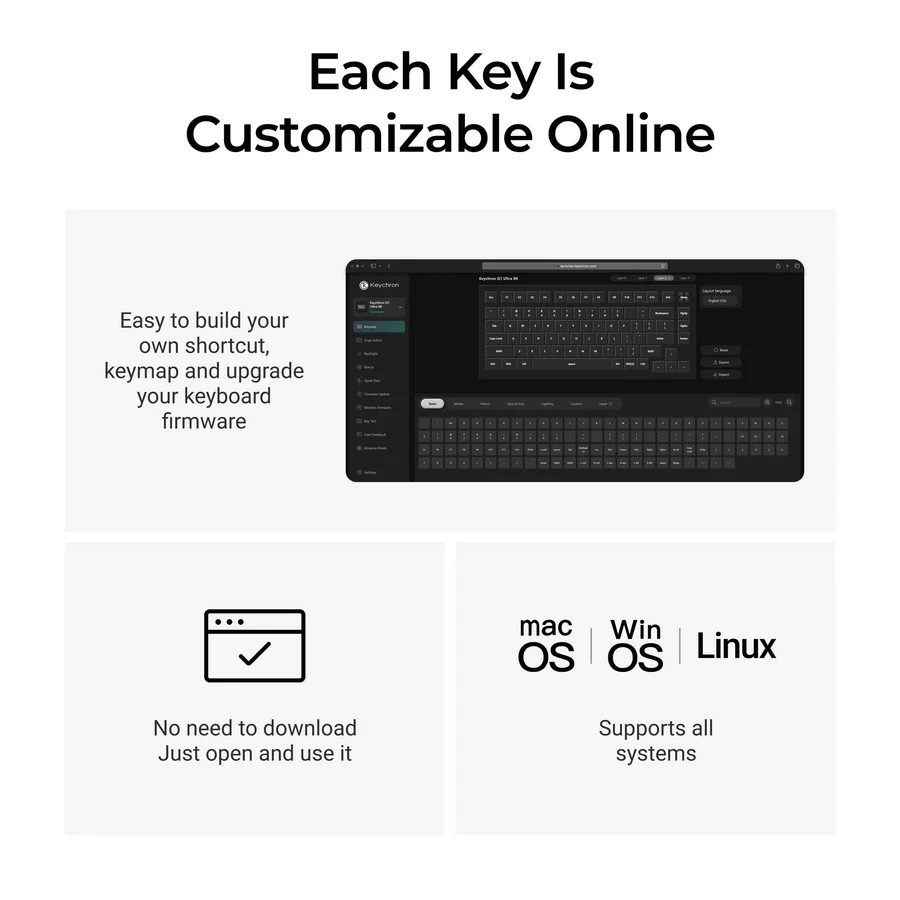 Keychron Q1 Ultra (Q1U-M4) ZMK RGB 8K Wireless Custom Mechanical Keyboard-Banana Switch 75% US