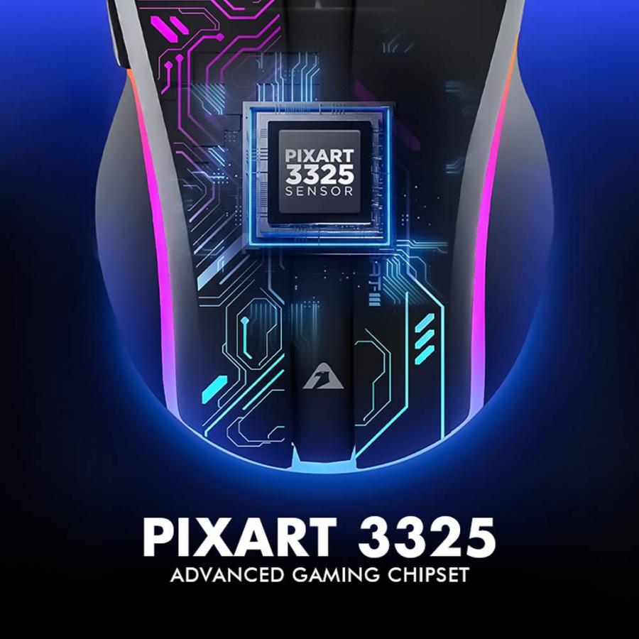 ARMAGGEDDON 2.4G WIRELESS GAMING MOUSE RGB 10000 CPI MIKOYAN FOXBAT-III CYBERPUNK WHITE