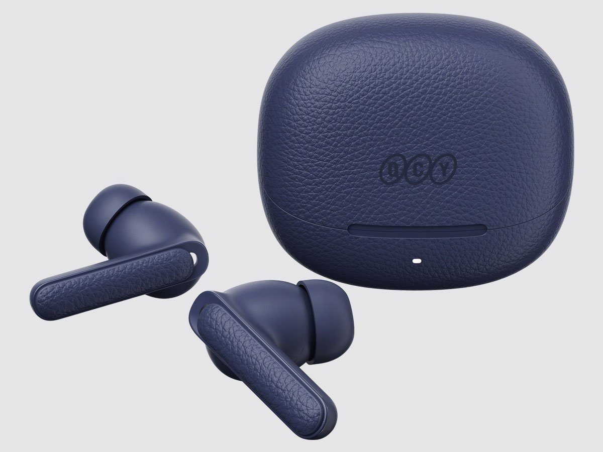 QCY Buds ANC Blue (HT15) - 45db ANC TWS Earbuds 35h 5 mic ENC, ear-canal adaptive tech, leather case