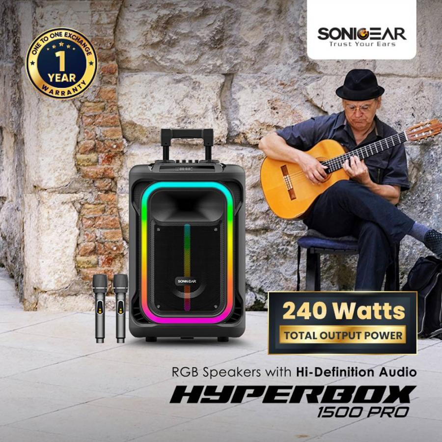 SONICGEAR RGB HDA KARAOKE SPEAKER 240W HYPERBOX 1500 PRO BLACK