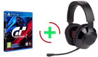 Gran Turismo 7 PS4  + JBL Quantum 350, Over-Ear Wireless 2.4Ghz Gaming Headset, (Black)