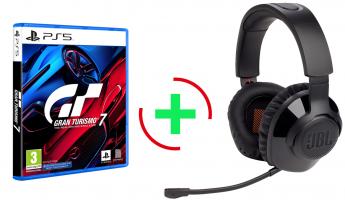 Gran Turismo 7 PS5    + JBL Quantum 350, Over-Ear Wireless 2.4Ghz Gaming Headset, (Black)