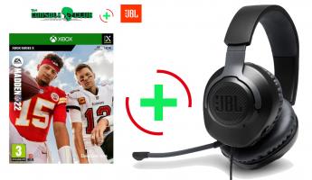 Madden  22  ( XONE & XBOX SERIES X ) NEW  + JBL Quantum 100, Over-Ear Wired Gaming Headset (Black)