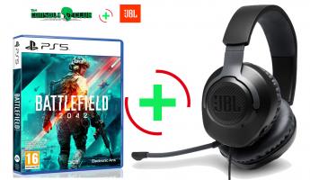 Battlefield 2042   PS5 NEW   +  JBL Quantum 100, Over-Ear Wired Gaming Headset (Black)