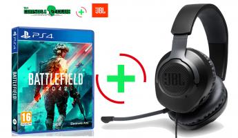Battlefield 2042    PS4  NEW  +  + JBL Quantum 100, Over-Ear Wired Gaming Headset (Black)