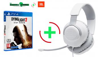 Dying Light 2: Stay Human  + Preorder Bonus  PS4   + JBL Quantum 100, Over-Ear Wired Gaming Headset (White)
