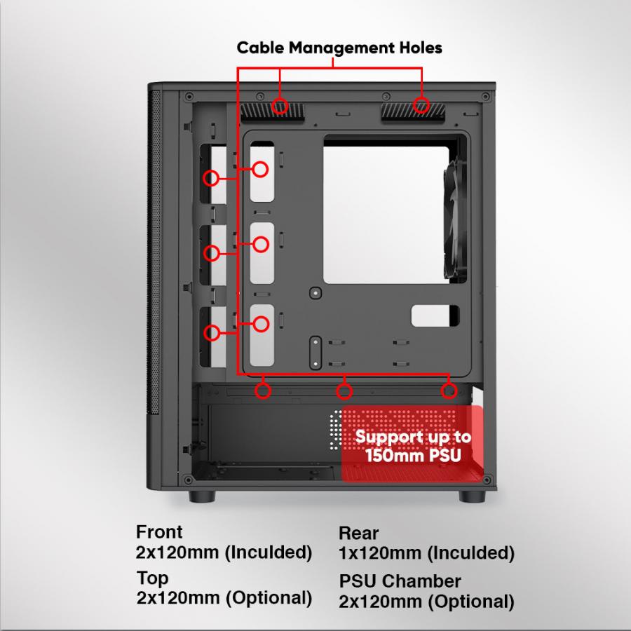 ARMAGGEDDON MICRO ATX CASE WITH 3X CHROMA FANS DEEPFREEZE DUPLEX 2 CHROMA BLACK