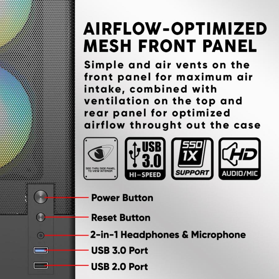 ARMAGGEDDON MICRO ATX CASE WITH 3X CHROMA FANS DEEPFREEZE DUPLEX 2 CHROMA BLACK