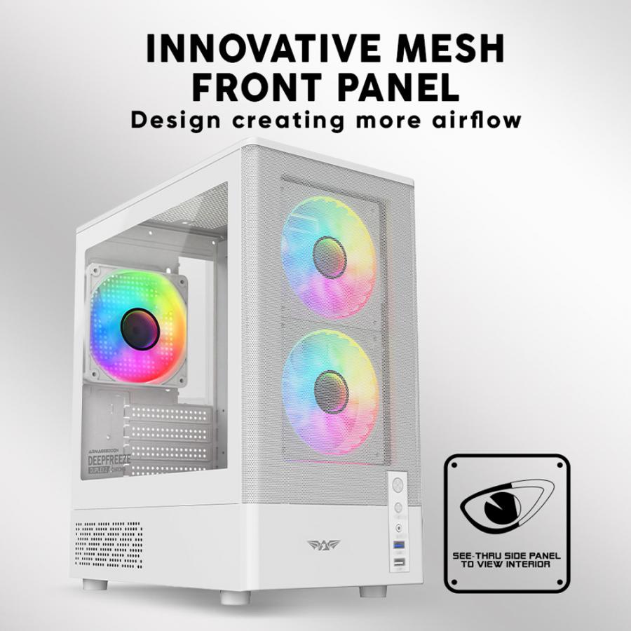 ARMAGGEDDON MICRO ATX CASE WITH 3X CHROMA FANS DEEPFREEZE DUPLEX 2 CHROMA WHITE