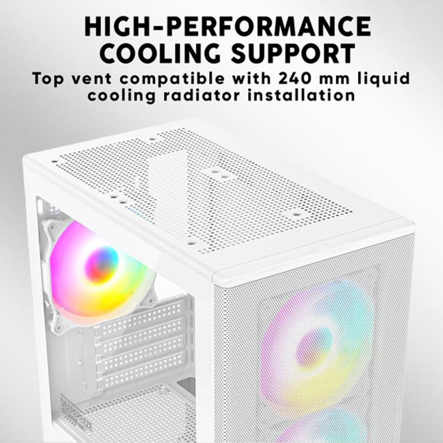 ARMAGGEDDON MICRO ATX CASE WITH 3X ARGB FANS & TYPE-C DEEPFREEZE DUPLEX 2 ARGB-C WHITE