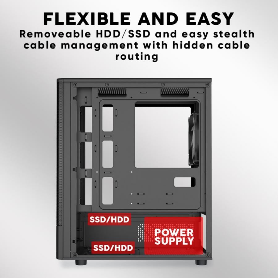ARMAGGEDDON MICRO ATX CASE WITH 3X CHROMA FANS DEEPFREEZE DUPLEX 2 CHROMA BLACK
