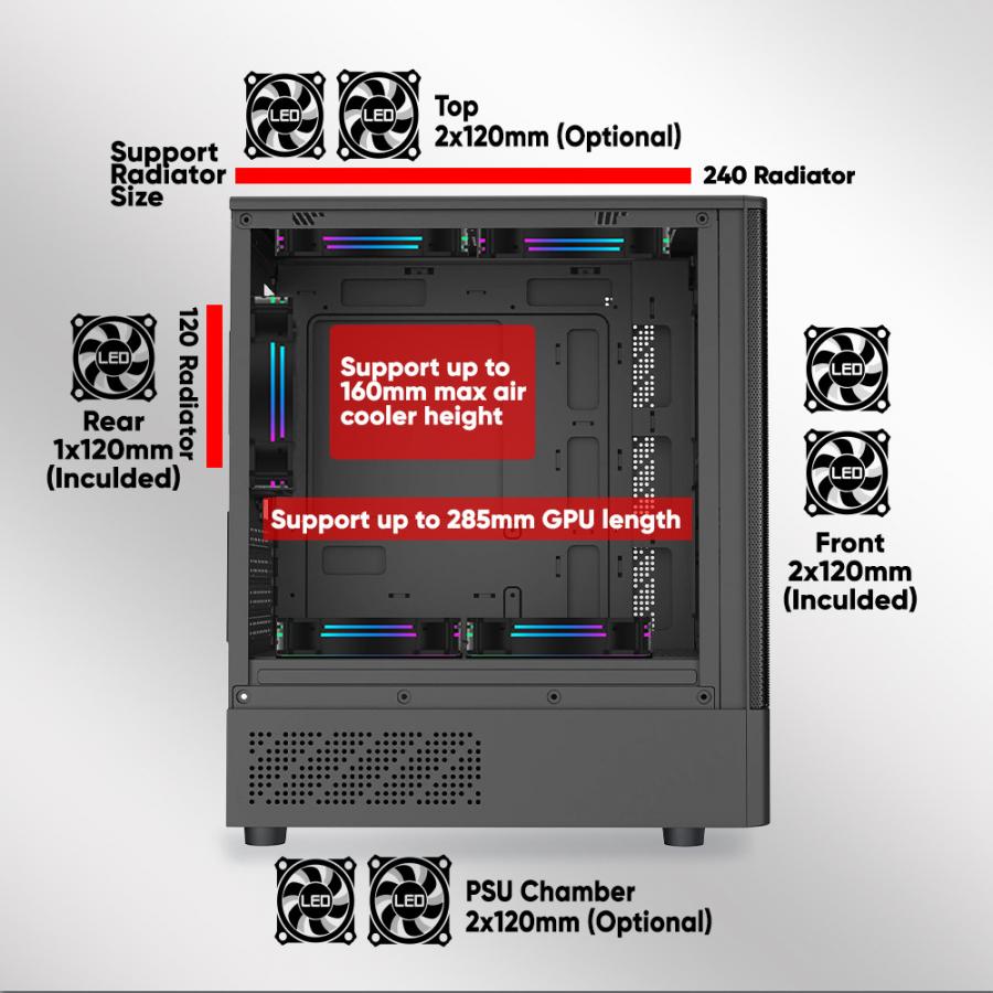 ARMAGGEDDON MICRO ATX CASE WITH 3X CHROMA FANS DEEPFREEZE DUPLEX 2 CHROMA BLACK