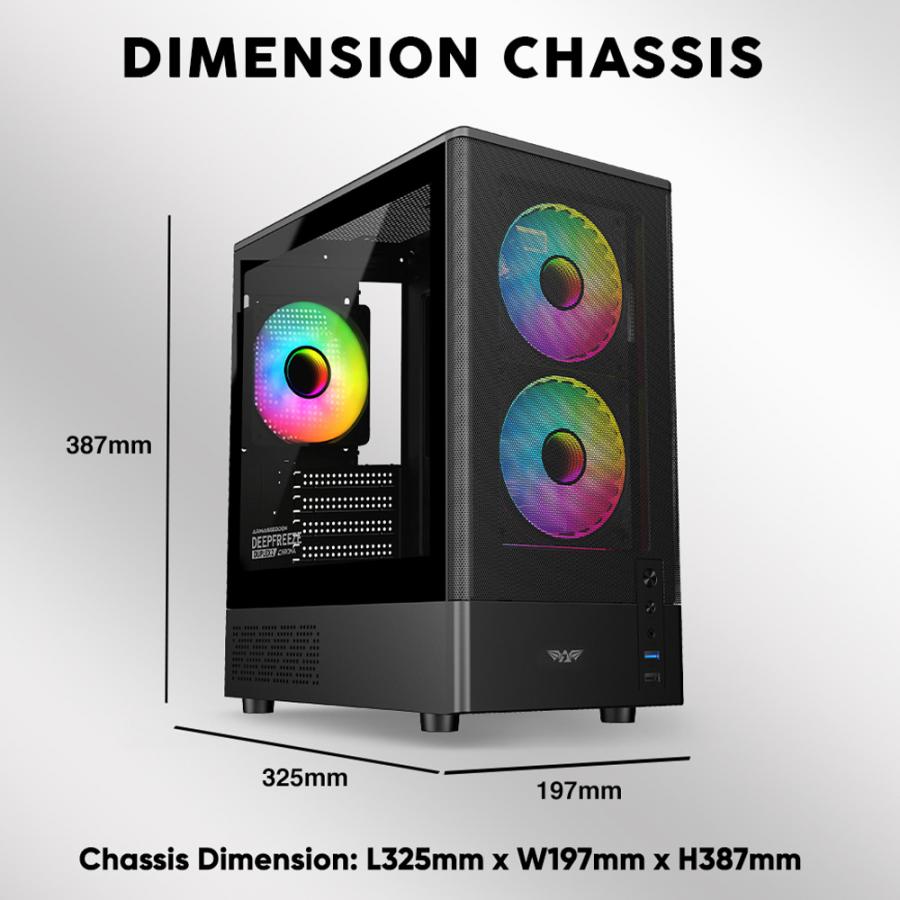 ARMAGGEDDON MICRO ATX CASE WITH 3X CHROMA FANS DEEPFREEZE DUPLEX 2 CHROMA BLACK