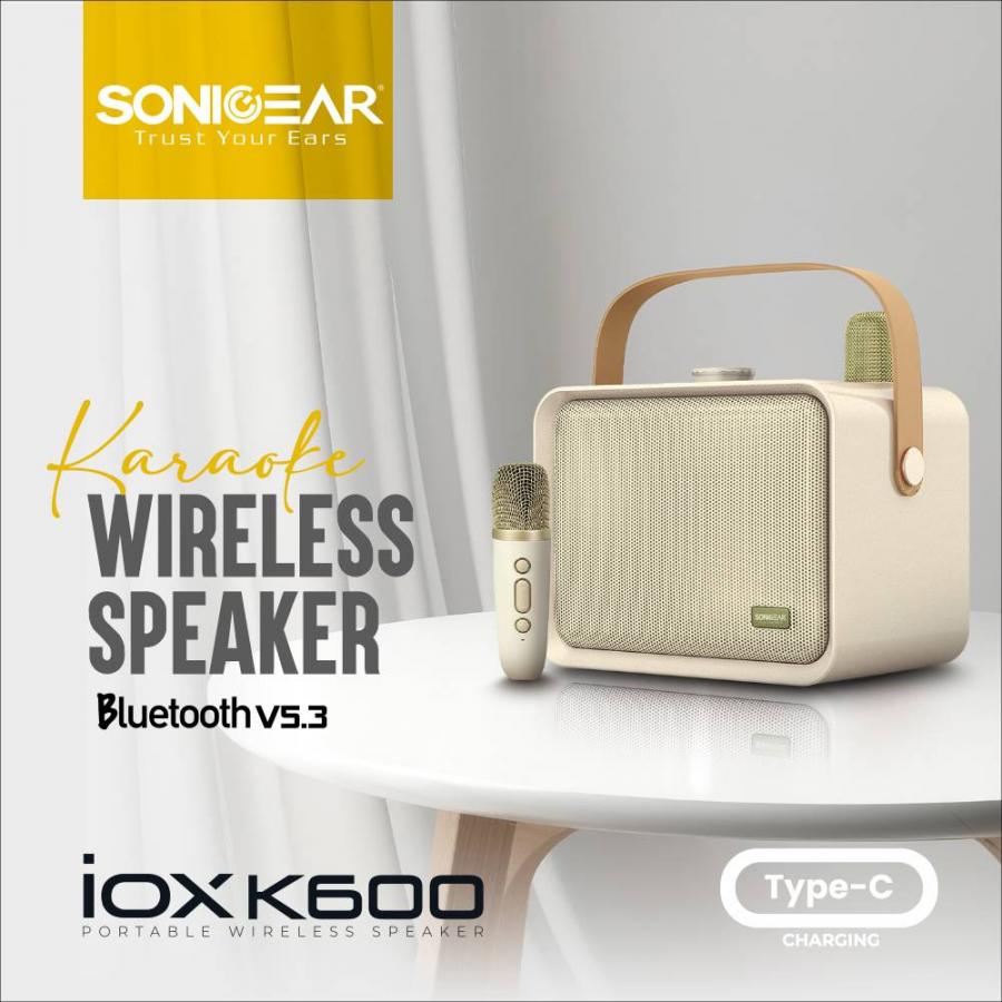 SONICGEAR PORTABLE BT5.3 KARAOKE WIRELESS SPEAKER IOX K600 SOUFFLE