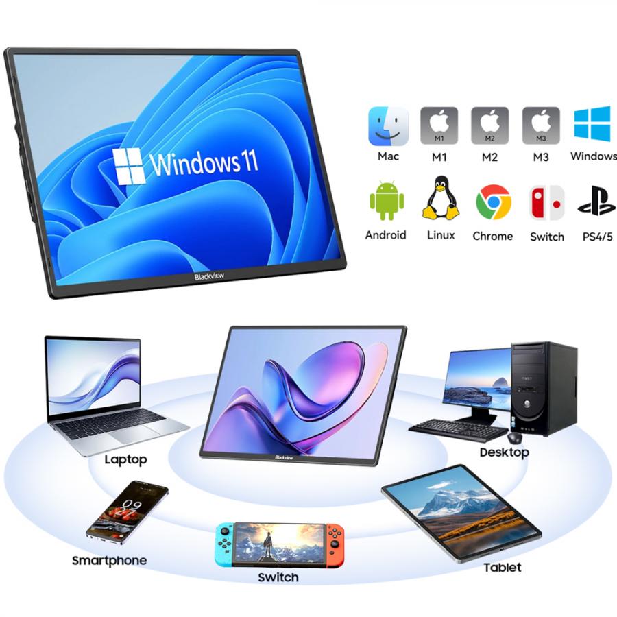 BLACKVIEW PORTABLE SCREEN 16' FHD 16:10 1200P BLACK