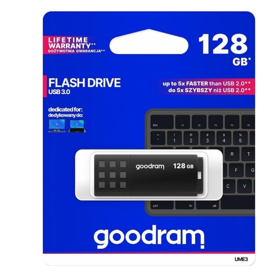 GOODRAM USB3.2 FLASH DRIVE 128GB GEN 1 UME3 BLACK