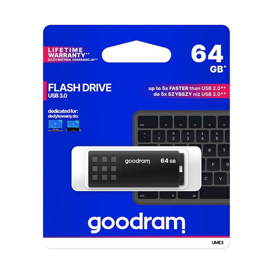 GOODRAM USB3.2 FLASH DRIVE 64GB GEN 1 UME3 BLACK