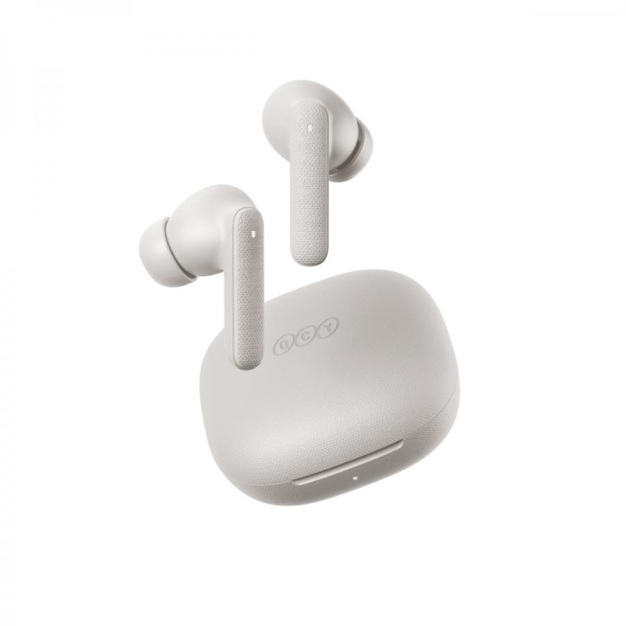 QCY Buds ANC White (HT15)- 45db ANC TWS Earbuds 35h 5 mic ENC, ear-canal adaptive tech, leather case