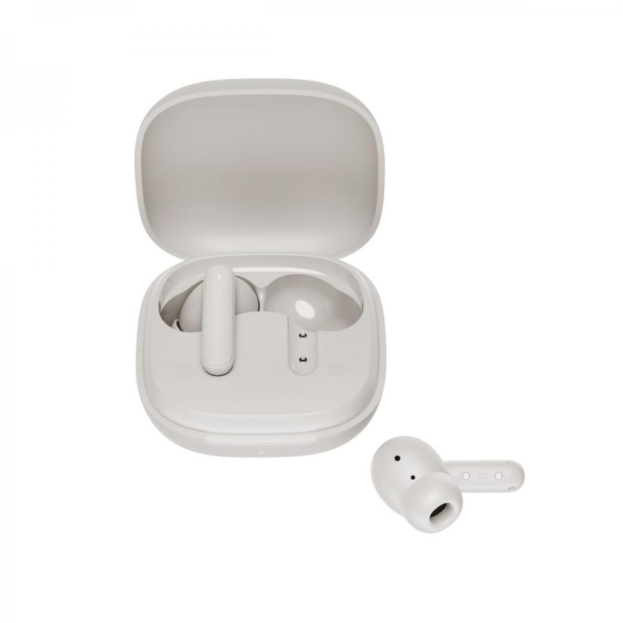 QCY Buds ANC White (HT15)- 45db ANC TWS Earbuds 35h 5 mic ENC, ear-canal adaptive tech, leather case