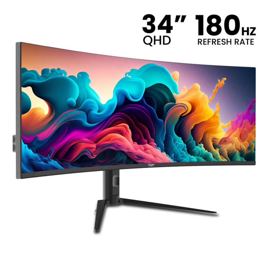 ARMAGGEDDON CURVED ULTRA WIDE GAMING MONITOR 34' PIXXEL+ XTREME SERIES SUPER G180 G-SYNC BLACK