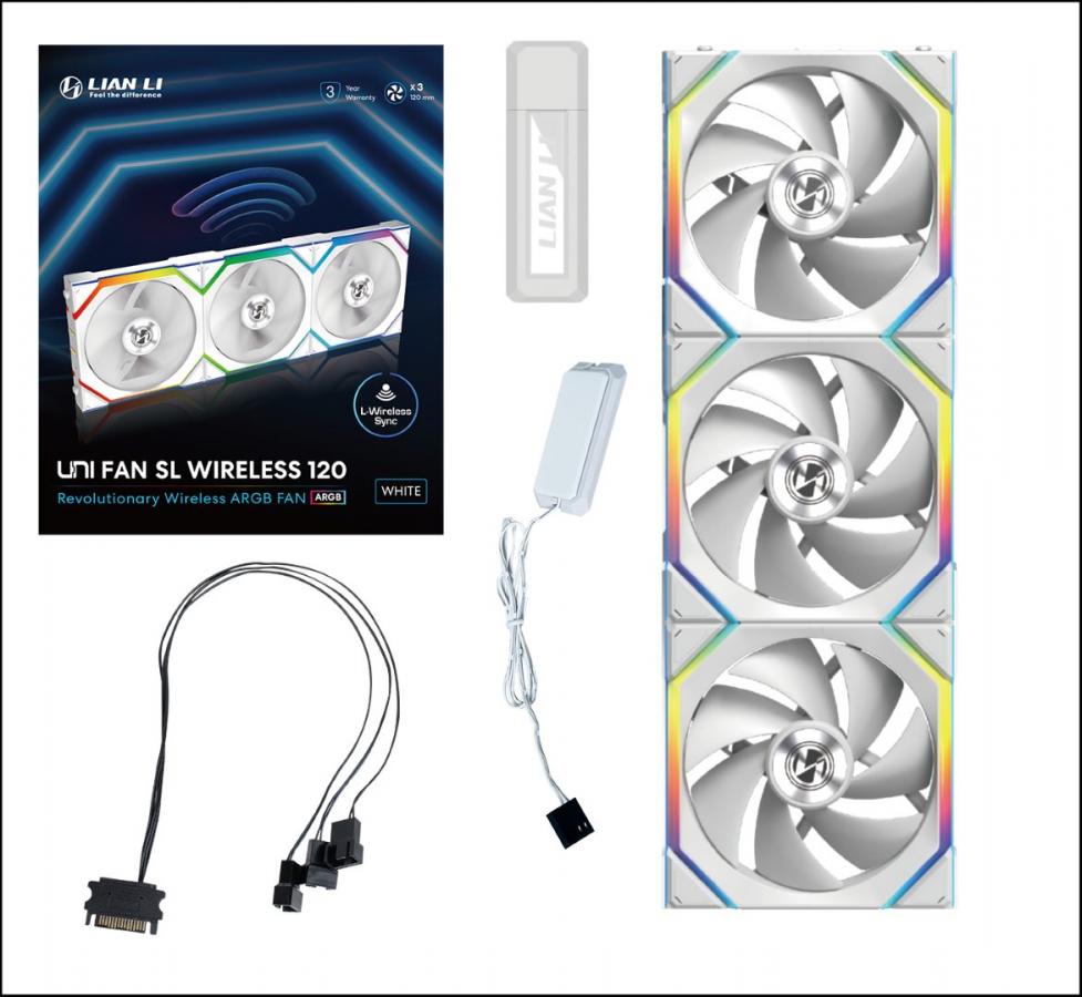 Lian Li UNIFAN SL Wireless 120 -3PCS White (Triple pack include Controller) - Case Fan