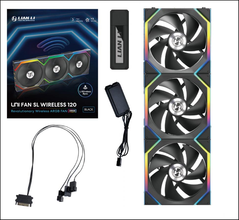 Lian Li UNIFAN SL Wireless 120 -3PCS Black (Triple pack include Controller) - Case Fan